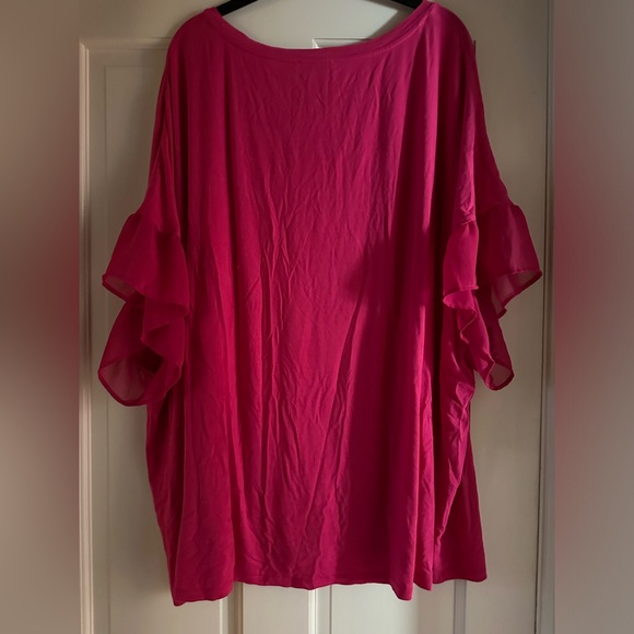 Hot pink Calvin Klein ruffle sleeve top - Picture 2 of 5